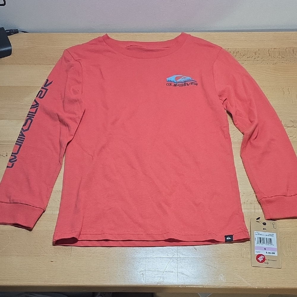 Quiksilver Pink Long Sleeve Tee with Graphic Design